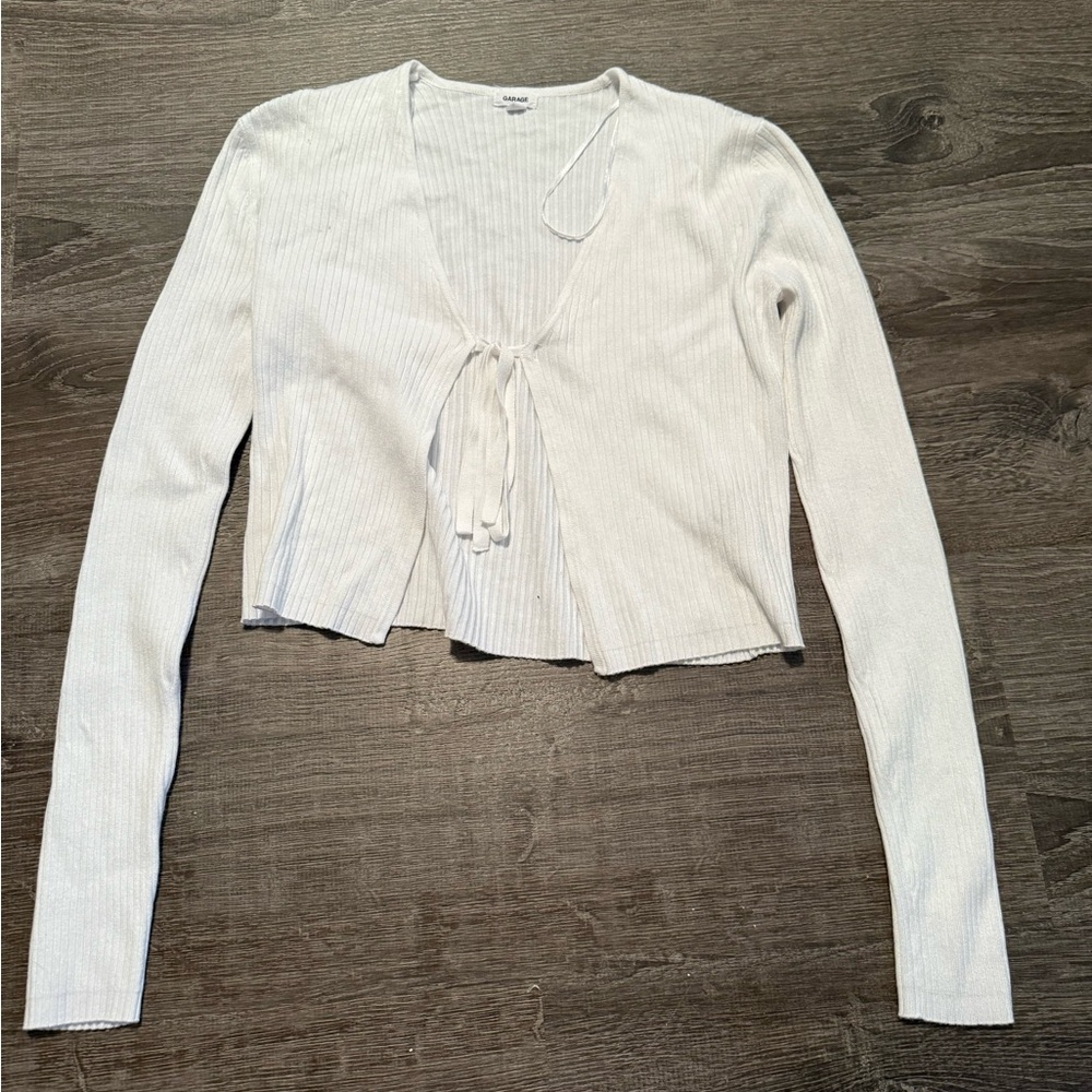 Garage White Ribbed Crop Top